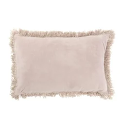 Hot J-Line Coussin rectangulaire à franges en coton rose 60x40cm