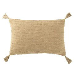 J-Line Coussin rectangulaire avec floches en coton beige 60x40x12 cm* Coussin Pour Canapé
