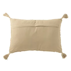 J-Line Coussin rectangulaire avec floches en coton beige 60x40x12 cm* Coussin Pour Canapé
