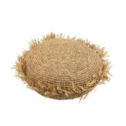 J-Line Coussin rond en raphia naturel D62cm - Coussin d'extérieur* Coussin Pour Canapé