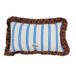 Outlet Taxi Brousse x Castorama Coussin Taxi Brousse brodé - Viva la Fiesta - rayé bleu avec volants léopard