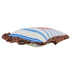 Outlet Taxi Brousse x Castorama Coussin Taxi Brousse brodé - Viva la Fiesta - rayé bleu avec volants léopard