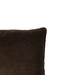 Hot Deko & Co Coussin velours contour perlé CHOCO 40x40