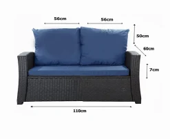 Clearance Setgarden Coussins de canapé meubles de jardin en résine tressée Bleu, Coussins balançoire 110x60x50 Coussin pour banquette polyrattan