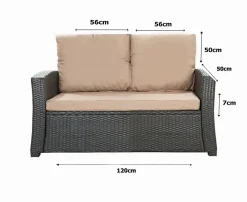 Best Setgarden Coussins de canapé meubles de jardin en résine tressée 120x50x50cm Beige, Coussins balançoire Coussin pour banquette 2 places