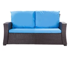 Clearance Setgarden Coussins de canapé meubles de jardin en résine tressée Bleu Coussins extérieur 160x50x50cm Coussin de banc de jardin 3 places