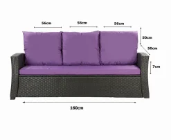 Setgarden Coussins de canapé meubles de jardin en résine tressée Violet Coussins extérieur 160x50x50cm Coussin de banc de jardin 3 places* Coussin Palette