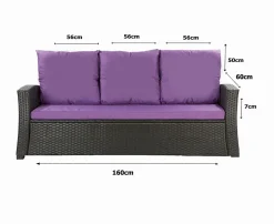 Setgarden Coussins de canapé meubles de jardin en résine tressée Violet Coussins balançoire 160x60x50cm Coussin de banc de jardin 3 places* Coussin Palette