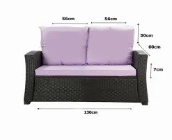 Clearance Setgarden Coussins de canapé meubles de jardin en résine tressée Violet, Coussins balançoire 130x60x50cm Coussin de banc extérieur -Mix