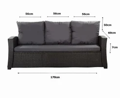 Best Setgarden Coussins de canapé meubles de jardin en résine tressée Noir Coussins balançoire 170x50x50 Coussin de banc de jardin 3 places