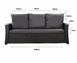 Best Setgarden Coussins de canapé meubles de jardin en résine tressée Noir Coussins balançoire 170x50x50 Coussin de banc de jardin 3 places
