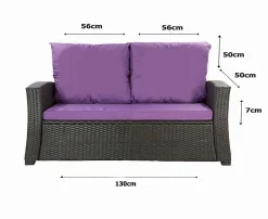 Setgarden Coussins de canapé meubles de jardin en résine tressée Violet, Coussins balançoire 130x50x50cm Coussin de banc extérieur -Mix