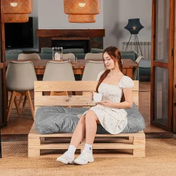 Online Bananair Coussins palette assise en polyester 120x80x15 cm gris