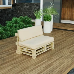 Bananair Coussins Palette Déhoussable Imperméable LOT 120x80cm/120x40cm Beige