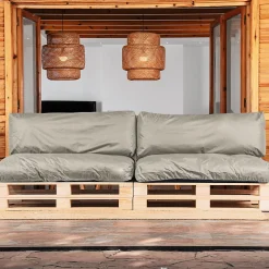 New Bananair Coussins Palette Déhoussable Imperméable LOT x2 120x80cm/120x40cm Gris clair