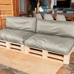 New Bananair Coussins Palette Déhoussable Imperméable LOT x2 120x80cm/120x40cm Gris clair