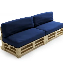 Bananair Coussins Palette Déhoussable Imperméable LOT x2 120x80cm/120x40cm Bleu