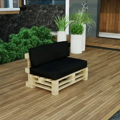 Bananair Coussins Palette Déhoussable Imperméable LOT 120x80cm/120x40cm Noir* Coussin Palette