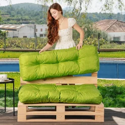 Sale Bananair Coussins palette lot en polyester 120x80x15 cm vert