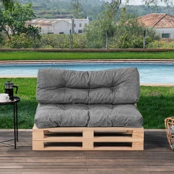 Online Bananair Coussins palette lot en polyester 120x80x15 cm gris