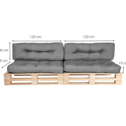 Bananair Coussins Palette lot x2 en polyester 120x80cm/120x40cm Gris* Coussin Palette