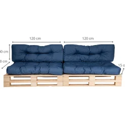 Bananair Coussins Palette lot x2 en polyester 120x80cm/120x40cm Bleu* Coussin Palette