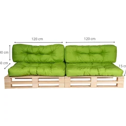 Best Bananair Coussins Palette lot x2 en polyester 120x80cm/120x40cm Vert