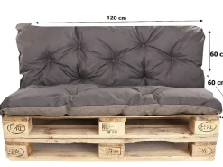 Setgarden Coussins palettes 120x60 / 120x60cm coussins de palette Anthracite, coussins de canapé de jardin, coussin palette exterieur* Coussin Palette