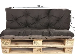 Setgarden Coussins palettes 120x80 / 120x40cm coussins de palette Noir, coussins de canapé de jardin, coussin palette exterieur* Coussin Palette