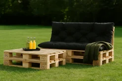 Setgarden Coussins palettes 120x80 / 120x40cm coussins de palette Noir, coussins de canapé de jardin, coussin palette exterieur* Coussin Palette