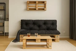 Setgarden Coussins palettes 120x80 / 120x40cm coussins de palette Noir, coussins de canapé de jardin, coussin palette exterieur* Coussin Palette