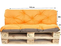 Setgarden Coussins palettes 120x80 / 120x50cm coussins de palette Orange, coussins de canapé de jardin, coussin palette exterieur* Coussin Palette