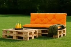 Setgarden Coussins palettes 120x80 / 120x50cm coussins de palette Orange, coussins de canapé de jardin, coussin palette exterieur* Coussin Palette