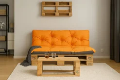 Setgarden Coussins palettes 120x80 / 120x50cm coussins de palette Orange, coussins de canapé de jardin, coussin palette exterieur* Coussin Palette