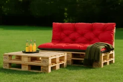 Setgarden Coussins palettes 120x80 / 120x40cm coussins de palette Rouge, coussins de canapé de jardin, coussin palette exterieur