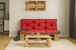 Setgarden Coussins palettes 120x60 / 120x60cm coussins de palette Rouge, coussins de canapé de jardin, coussin palette exterieur* Coussin Palette