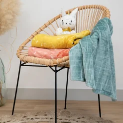 Poyet Motte Couverture bébé aux impressions de lapins (75x100 cm - Jaune)* Plaid Canapé