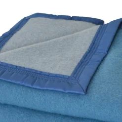 Online Poyet Motte Couverture en 100% pure laine vierge 500g/m² (220x240 cm - Bleu)