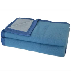 Clearance Poyet Motte Couverture en 100% pure laine vierge 500g/m² (240x260 cm - Bleu)