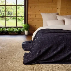 Home Maison Couverture laine Mérinos très douce (180x240 cm - Bleu Marine)* Plaid Laine