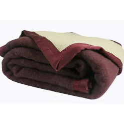 Home Maison Couverture Pure Laine Vierge 600g/m2 bicolore (240x300 cm - Prune)* Plaid Laine