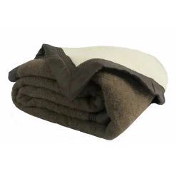 Home Maison Couverture Pure Laine Vierge 600g/m2 bicolore (240x300 cm - Marron chocolat)* Plaid Laine