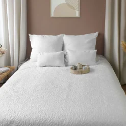 Clearance Home Maison Couvre-lit microfibre à motif floral (240x220 cm - Blanc)