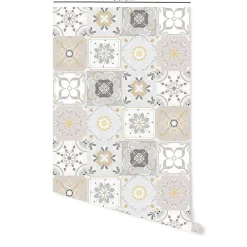 Best Decochic Crédence adhésive lavable cuisine beige et gris en vinyle lavable et amovible - 1 rouleau 50x300 cm -
