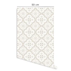 Discount Decochic Crédence adhésive lavable cuisine écru et blanc en vinyle lavable et amovible - 1 rouleau 50x300 cm -