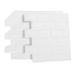 Best IDMarket Crédence adhésive murale effet carrelage métro blanc 10 pcs 30x30 cm
