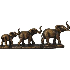 La Grande Prairie Déco famille 3 éléphants dorés 41x10x17cm* Statue Décorative