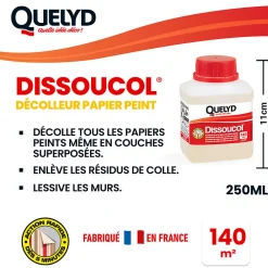 Quelyd Décolleur de papier peint Dissoucol - surface de couverture 140 m² - contenance 0,25 L - 30611831* Colle Papier Peint