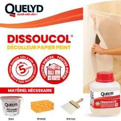 Quelyd Décolleur de papier peint Dissoucol - surface de couverture 140 m² - contenance 0,25 L - 30611831* Colle Papier Peint