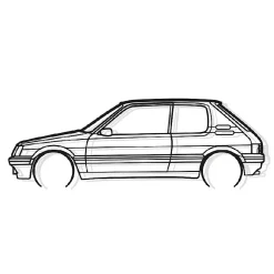 Shape Paris DÉCORATION MURALE EN MÉTAL - Silhouette de voiture - 205 GTI détaillée - 80CM* Objet Décoratif Mural
